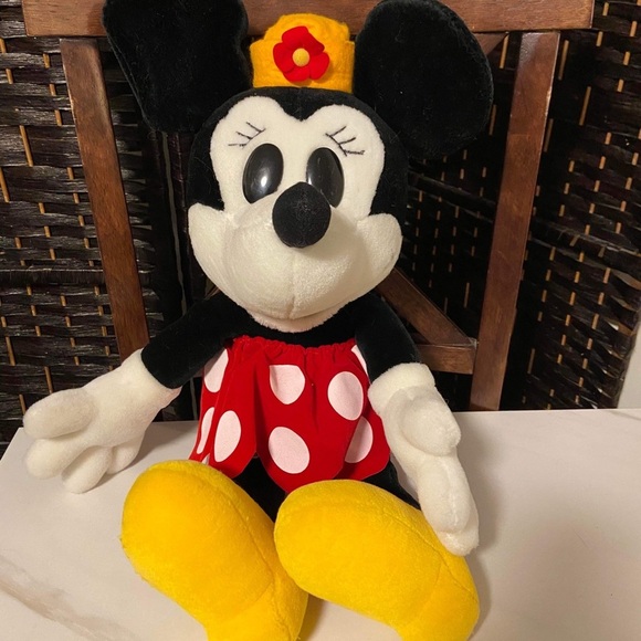 Minnie Mouse Plush Disney Yellow Hat Polka Dot Dress 22" Vintage - Picture 1 of 5